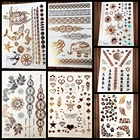 Блестящие золотые татуировки, 1 шт., черепаха, дельфин, морская лошадь, звезда, рыба, ракушка, якорь, компас, дизайн, металлические Временные татуировки, наклейки AYS63