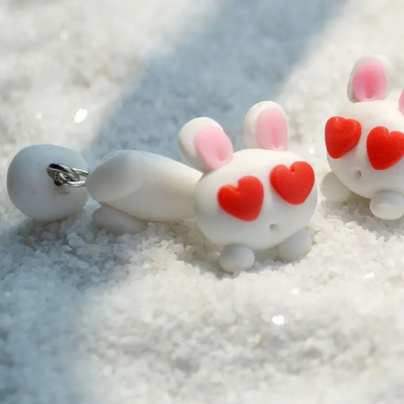 

1 Pair Handmade Polymer Clay Cute Lovely Rabbit Animal Stud Earrings Ear Stud jewelry Brincos De Festa