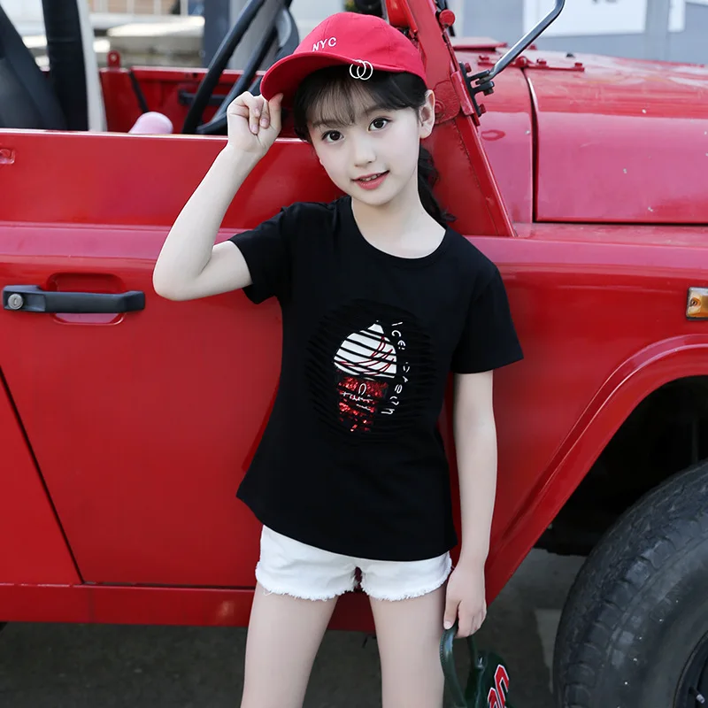 JOYINPARTY 2019 T-Shirt For Girls Cartoon Girl Fashion Shirts Child Teenage Summer Clothes 6 8 10 12 14 Year |