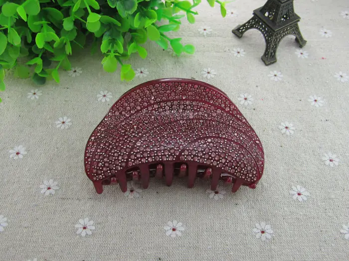 10cm Large Size Semicircle Shape Acrylic Full Rhinestone Hair Claw Wedding Accessories Jewelry For Woman | Украшения и аксессуары