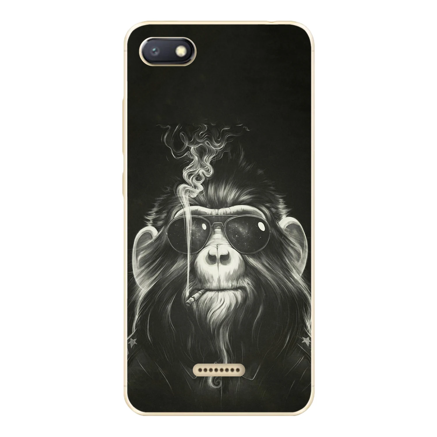 For Xiaomi Redmi 6A Case Cover 5.45&quot Soft TPU Silicone Popular Cool Mask Smoking Glasses Monkey Orangutan Painted Phone |