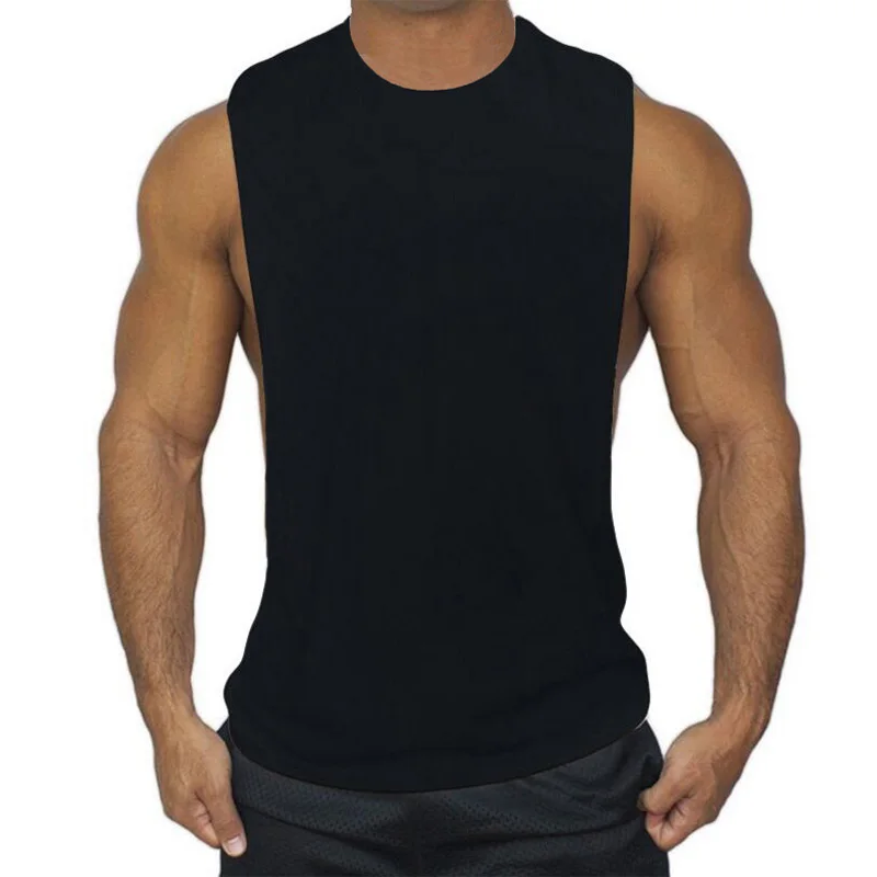New Running Vest Men Sport Gym Tank Top Open Side Sleeveless T Shirt Outdoor Workout Cotton Rashgard Training Shirt Fitness Tops