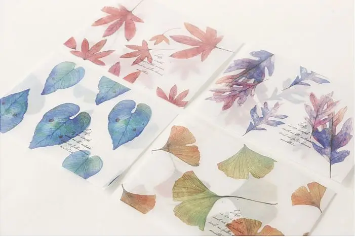 Полупрозрачные конверты из пергаментной бумаги с осенними листьями | Канцтовары