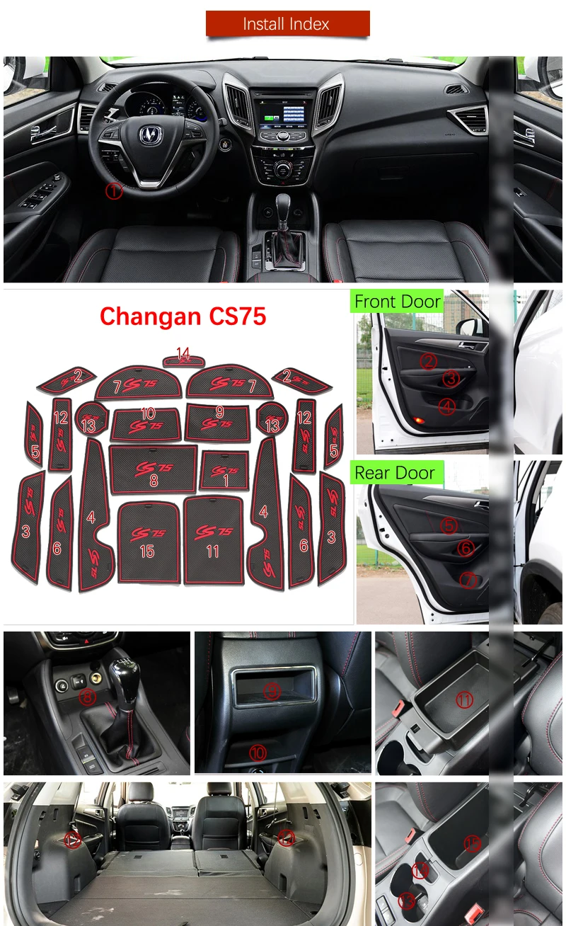 Противоскользящий коврик для ворот резиновые коврики чашек Changan CS75 2014 2017