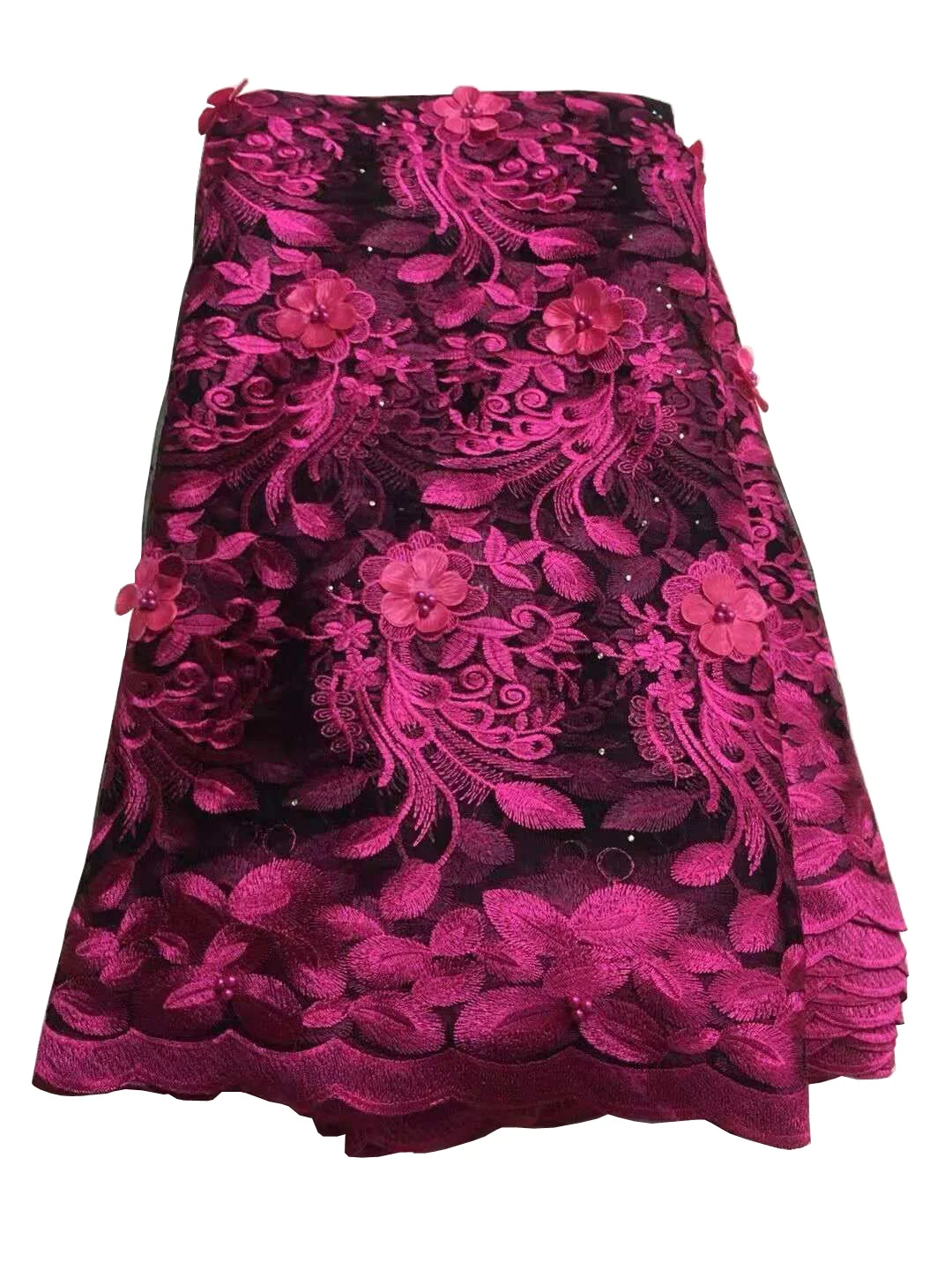 Розовая 3D кружевная ткань 2019 высокое качество французское швейцарское кружево с