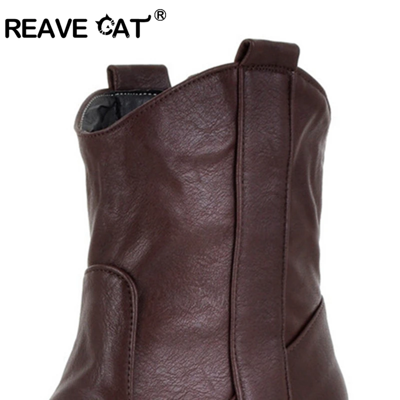 REAVE CAT/новые зимние женские ботинки Модные ботильоны с острым носком цвет черный