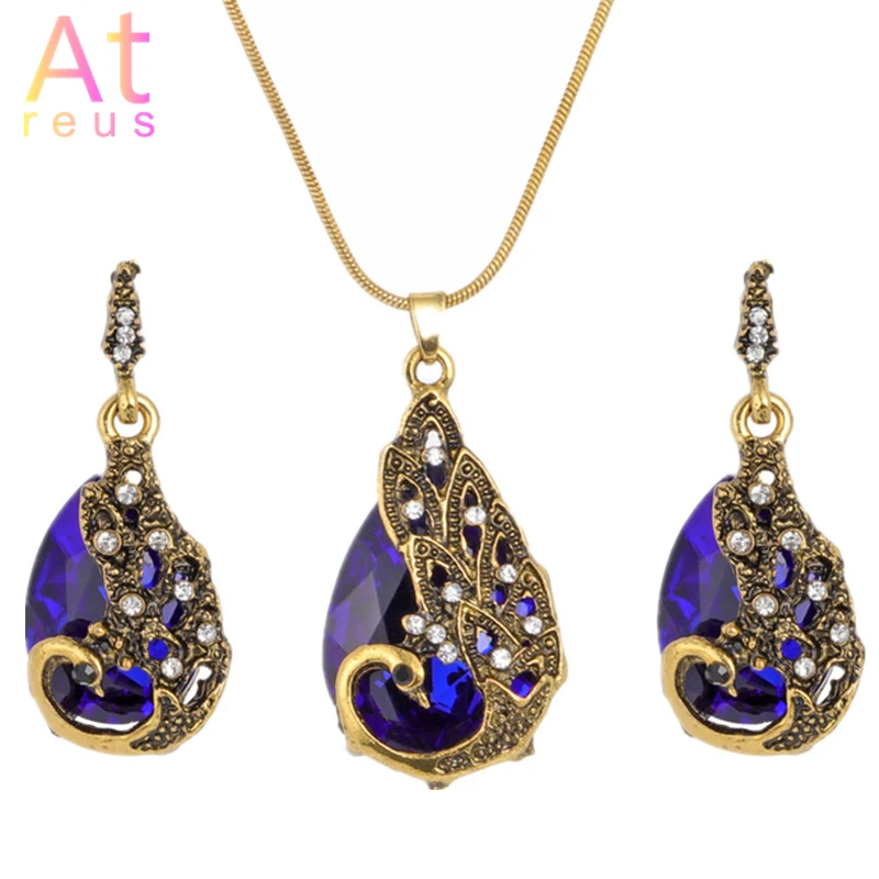 Женский винтажный ювелирный набор parure de bijoux в Дубае с кристаллами павлина
