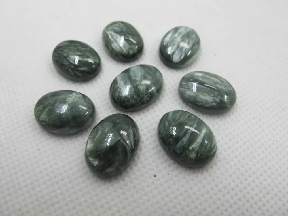 1 pcs Natural Seraphinite Gem Cabochon Bead Jewelry 13x18mm Oval Semi stone Ring face | Украшения и аксессуары