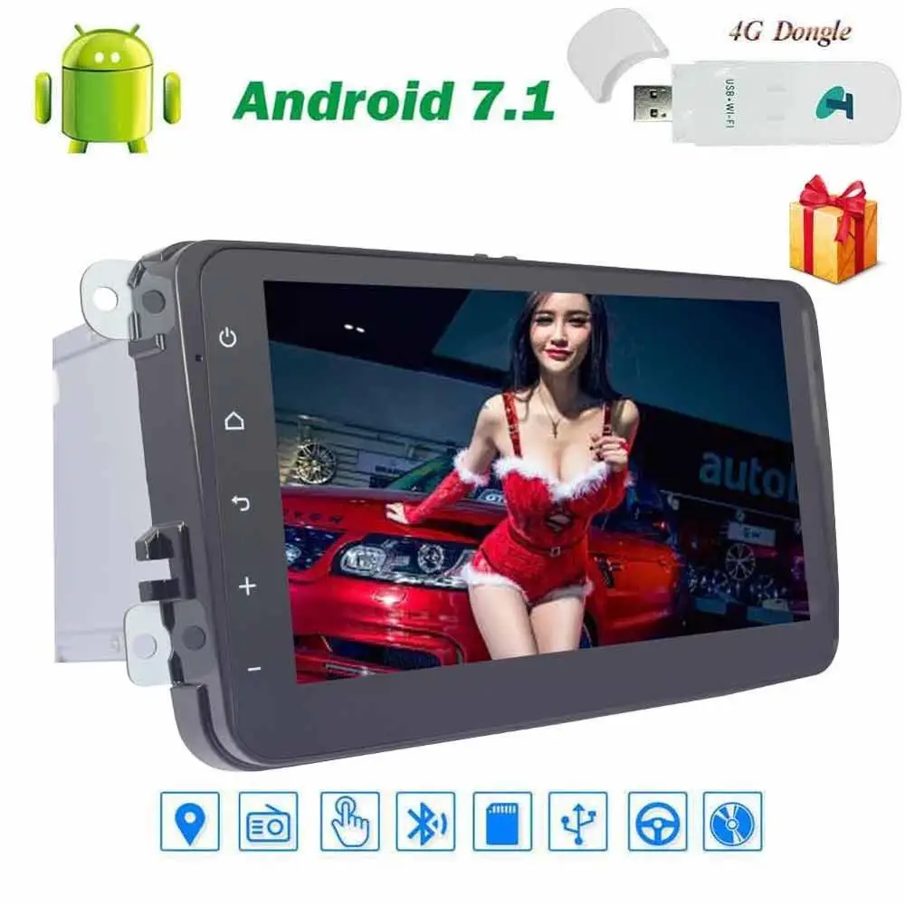 4 г ключ + 2Din Android 7.1 Автомобильный GPS Tracker для Volkswagen core 8 ''стерео в тире Радио