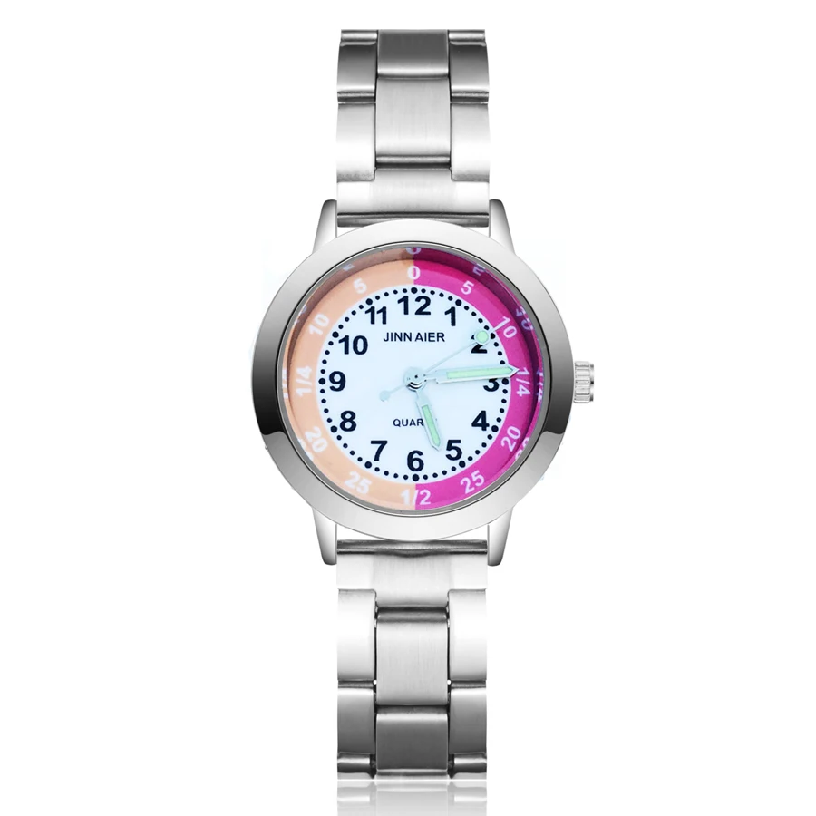 Часы женские с радужным рисунком маленькие кварцевые со стальной полосой