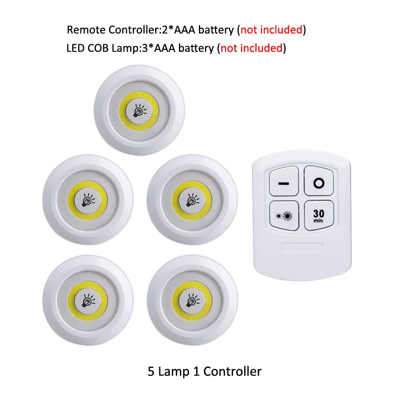 5 lamp 1 controller Светодиодный аварийный свет COB ночник с питанием от аккумулятора, Диммируемый светодиодный лампочка, лампы для шкафов, гардеробов, кухонных спальных ламп - Цвет: 5 lamp 1 controller