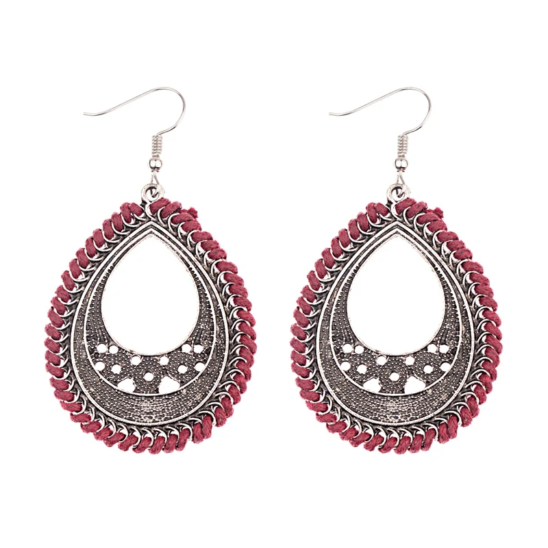 HXE048-4 OIQUEI Boho винтажные индийские Jhumka Большие колокольчики с кисточками Висячие серьги для женщин этнические Цветочные Резные массивные серьги ювелирные изделия - Окраска металла: HXE048-4