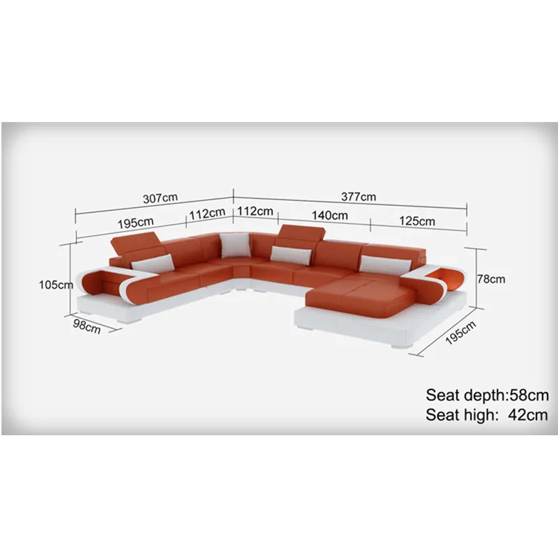 Акция Новое поступление полностью кожаный диван с дизайном шезлонга|Наборы для