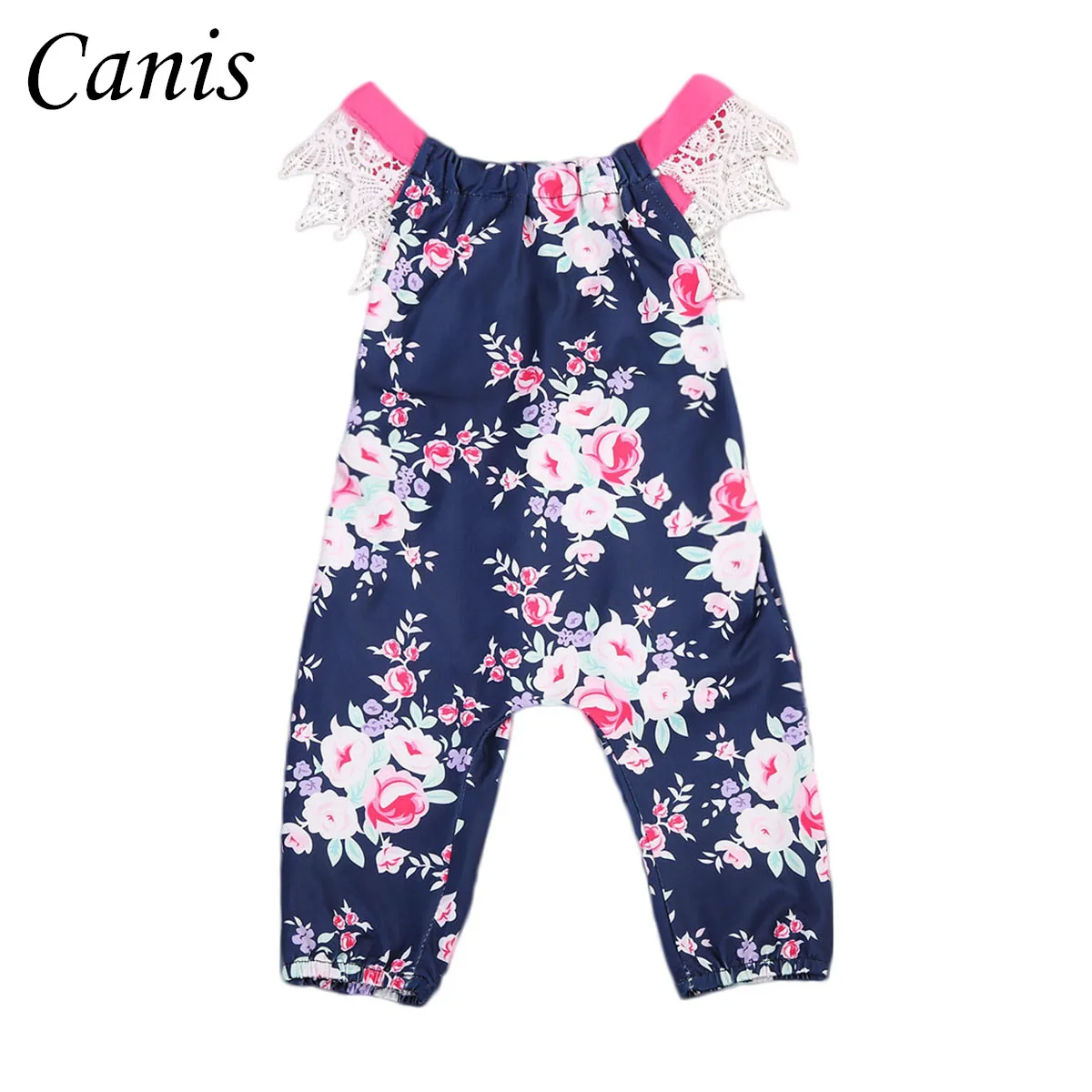 Летний детский комбинезон без рукавов с цветочным кружевом и открытой