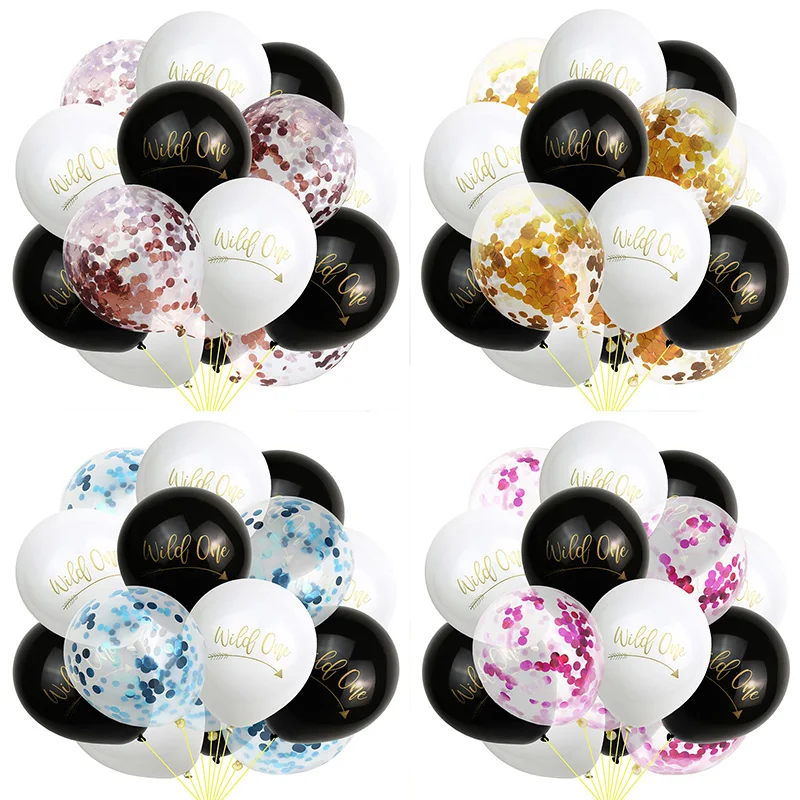 10 дюймов золотые дикие латексные воздушные шары на первый день рождения конфетти