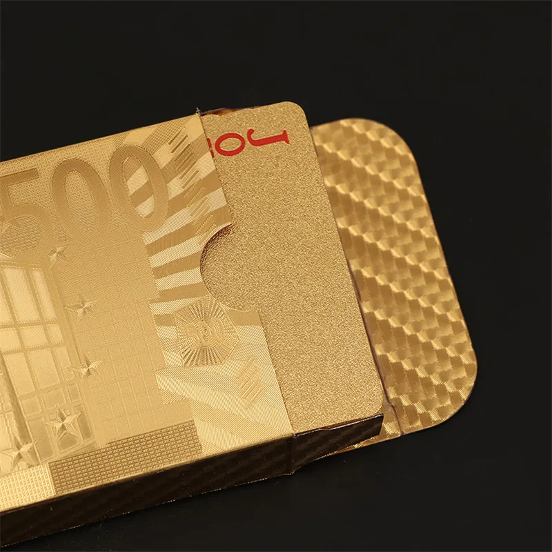 Gold foil euro 24 K золотые игральные карты игра игрушка водонепроницаемый колода Золотая фольга покер набор пластиковые волшебные карты подарки игральные карты волшебные игрушки - Цвет: Gold foil euro