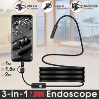 TYPE C USB Mini Endoscope Camera 7mm 2m 1m 1 5m Flexible Hard Cable Snake Borescope Inspection Camera for Android Smartphone PC