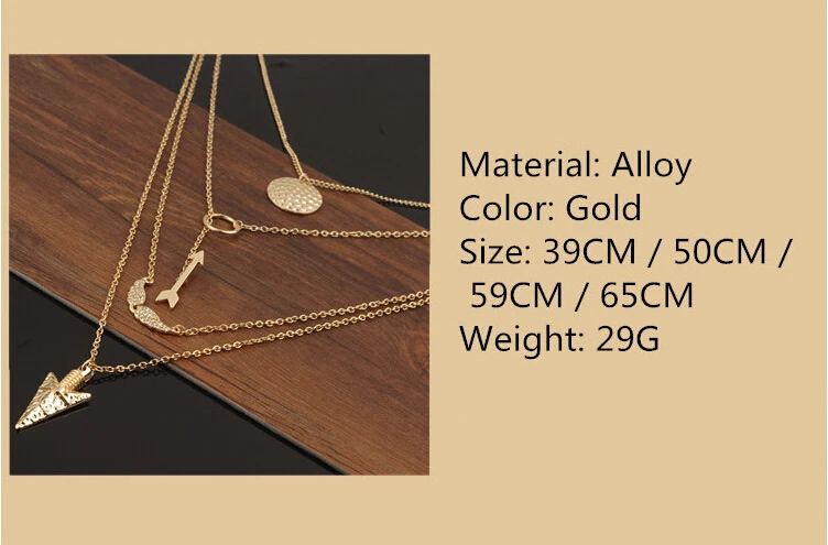 2015 Новый модный дизайн треугольник/стрела многослойное ожерелье и кулон