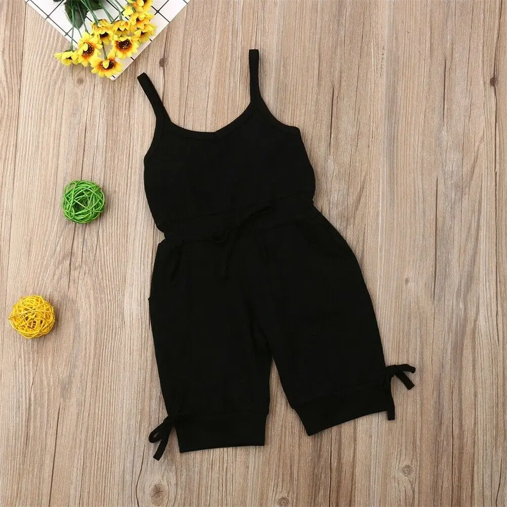 

Summer Kid Baby Girl Clothes Vest Tank Romper Jumpsuit Bodysuit Bow Solid Outfit