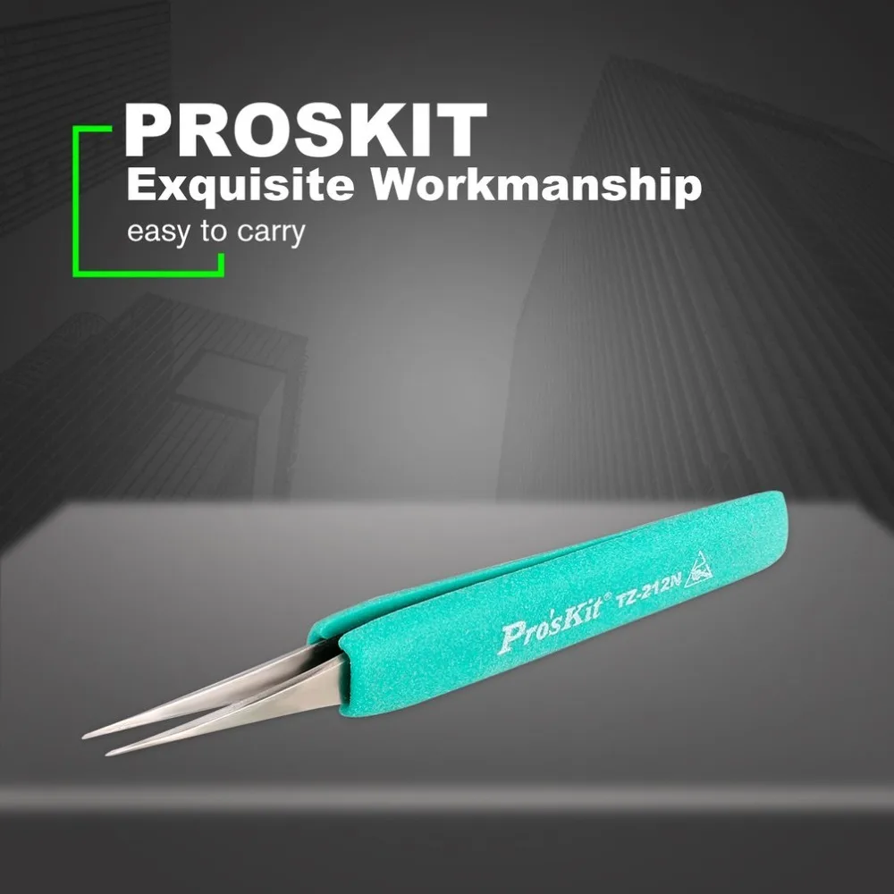 Proskit 3 Typies Нержавеющая сталь изолированный Пинцет немагнитных антистатические