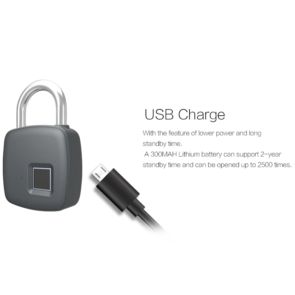 IP65 Водонепроницаемый и Противоугонный замок отпечатков пальцев USB