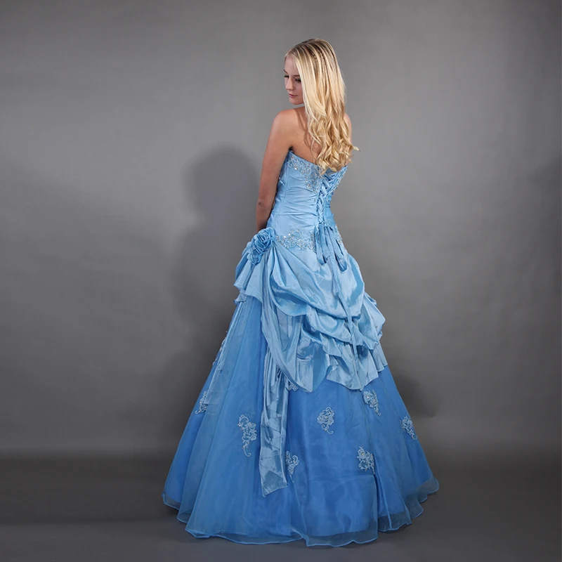Светло-голубой Vestidos De Debutantes 15 Anos Quinceanera платья без бретелек с рюшами юбка пушистые