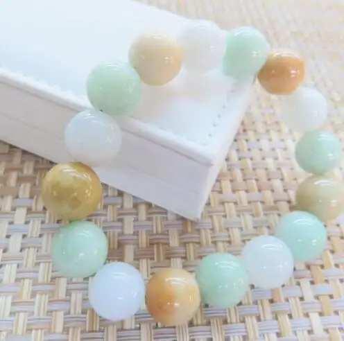 New Natural Colorful JadeJadeite stone Bead Women Men 13mm Smooth Beads Bracelet | Украшения и аксессуары