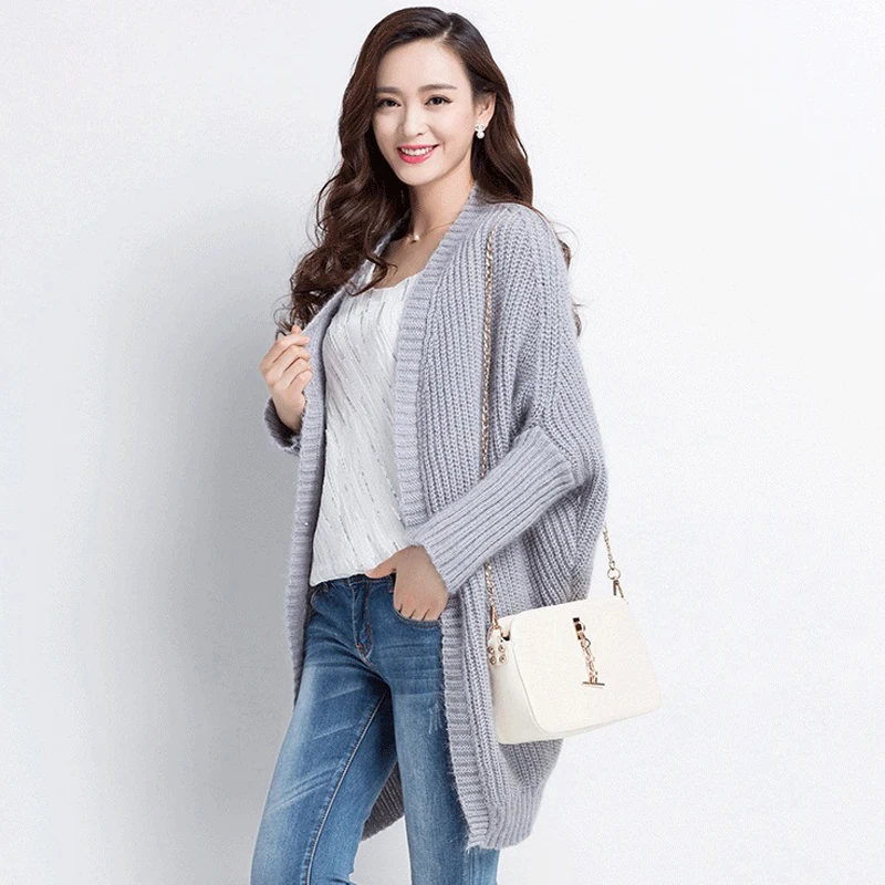 Women 2016 SPRING Clothes Fashion Female Oversize Knitted Cardigan Batwing Sleeve Outwear Tops Casual Loose Sweater Coat |