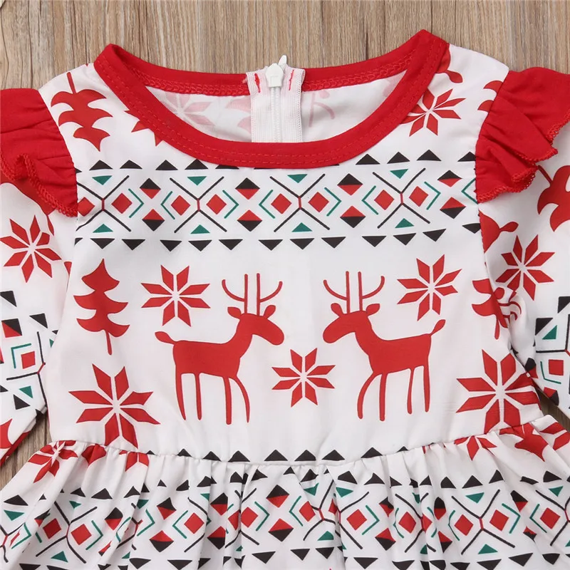 Рождественские детские платья для маленьких девочек осеннее Хлопковое