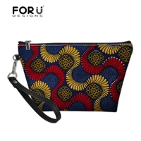 forudesigns womens toiletry bag vintage african traditional printed makeup case organizer for cosmetics pu leather travel pouch