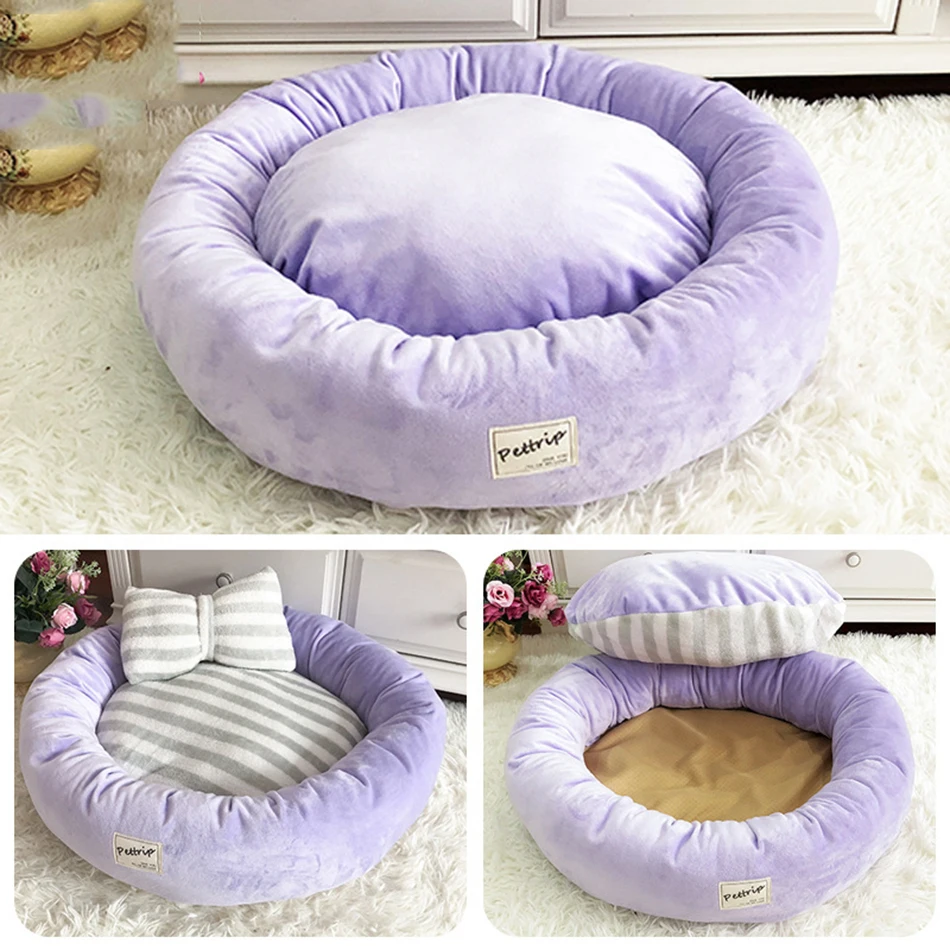 Dog Cat Bed Flannel Cotton-padded Warm Pet House Striped Mat for Cats Dogs Winter Thicken Sleeping Supplies Products | Дом и сад