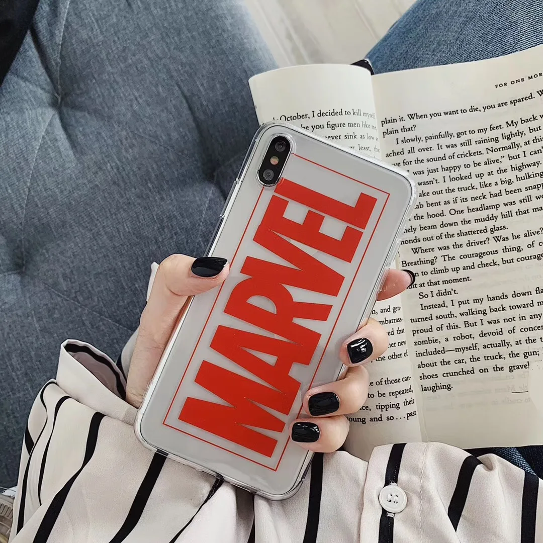 MARVEL LOGO Avengers Heros case cover for apple iphone X XS MAX XR 7 7Plus 8 8Plus 6 6sPlus Transparent soft silicone Coque |