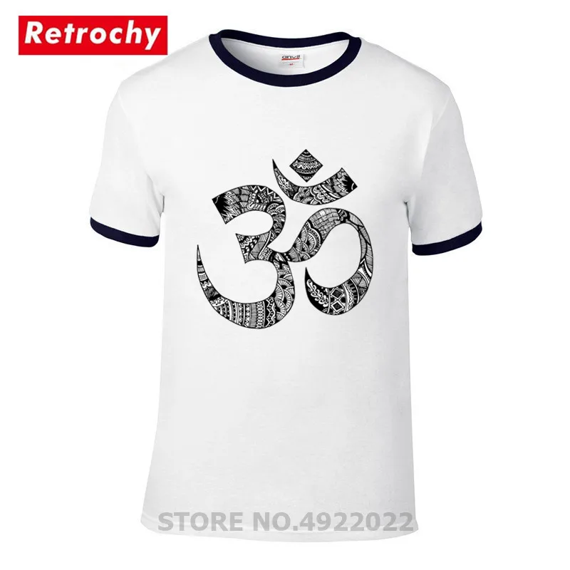 Футболка с восточным символом Ом Мужская футболка круглым вырезом индуистский