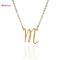 aoloshow small initials charm necklace for women stainless steel gold color collier femme letters charm jerwelry nl 2457