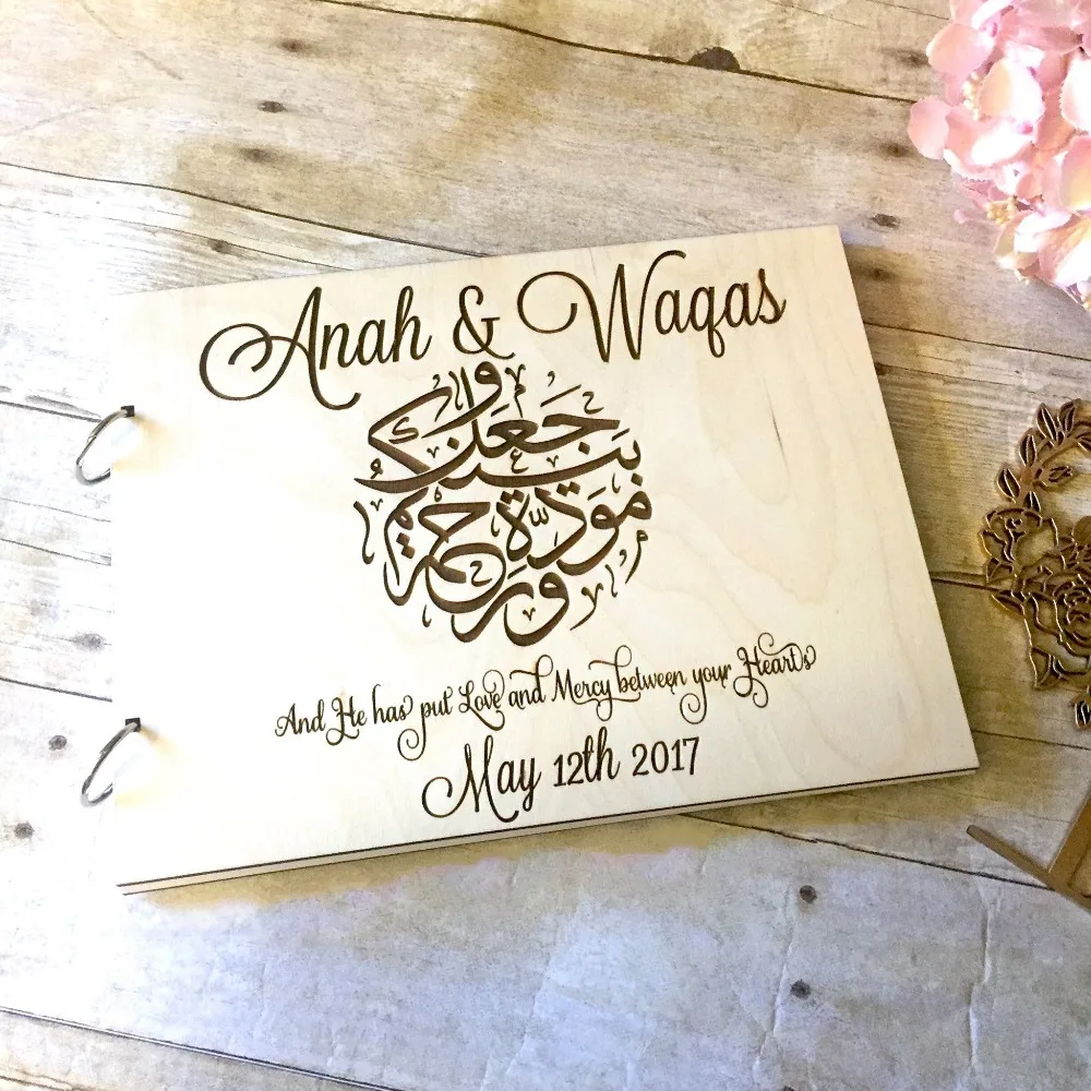 

Muslim Wedding,Nikah wooden Guestbook,Arabic Calligraphy,Surah Rum,Muslim Guestbook,Dua,Nikah gift,Nikah decor, GuestBook ,