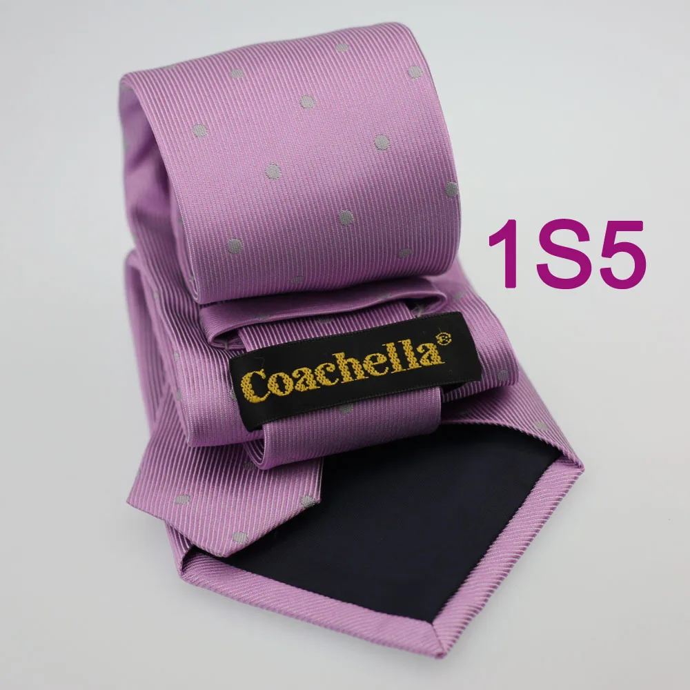 Мужские галстуки Coachella 100% чистый Шелковый галстук сиреневый с серебряными