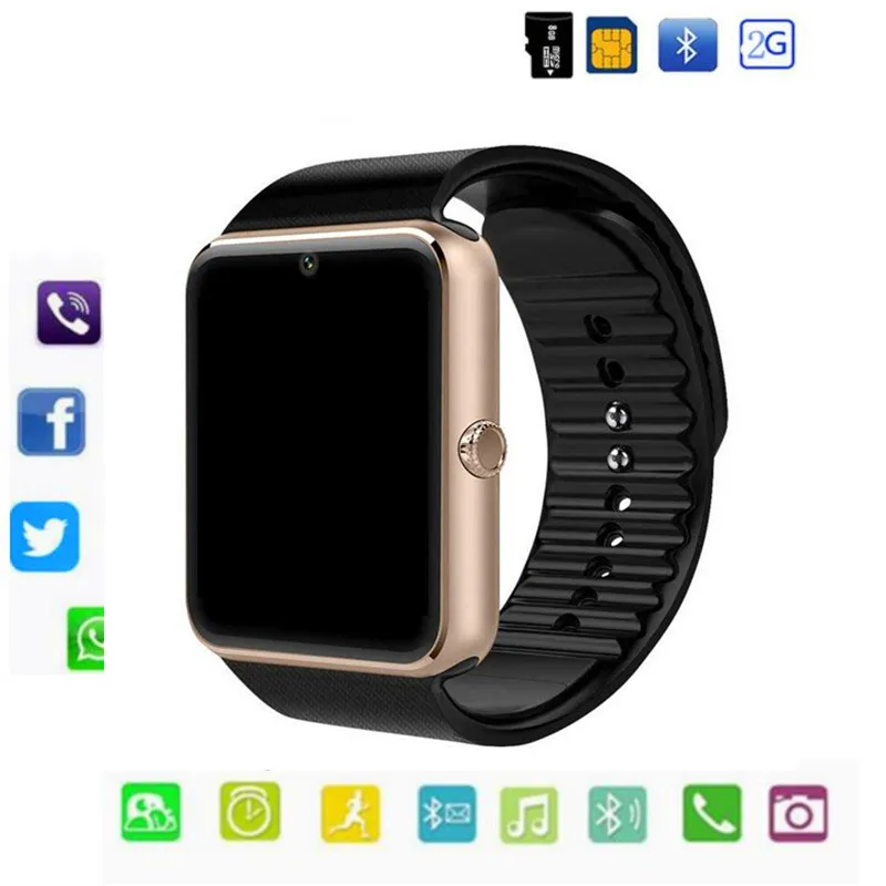 Bluetooth GT08 Смарт часы Поддержка 2G SIM Max 8G TF карта камера для Android Apple IOS Дети женские