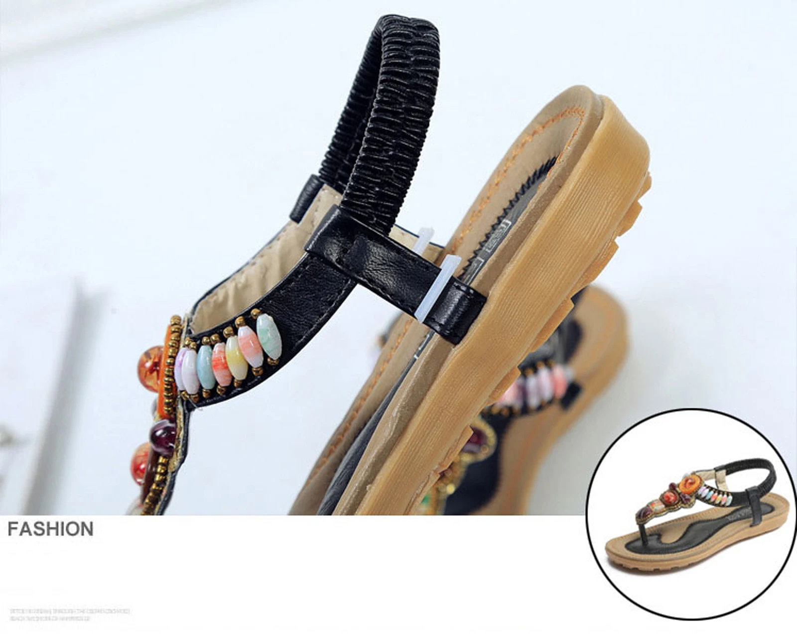 GAORUI Summer Women Sandals 2017 String Bead Flip Flops Elastic Band Casual Flats Shoes For Woman Bohemia Vintage Beach | Обувь