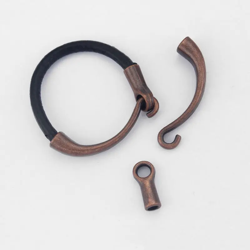 

3 Sets Half Cuff Bracelet Hook Clasp Findings For 5mm Thin Round Leather Cord