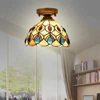 vintage loft retro tiffany style handmade 8 inch cocktail pearl natural shell ceiling lamp for aisle home lighting fixture