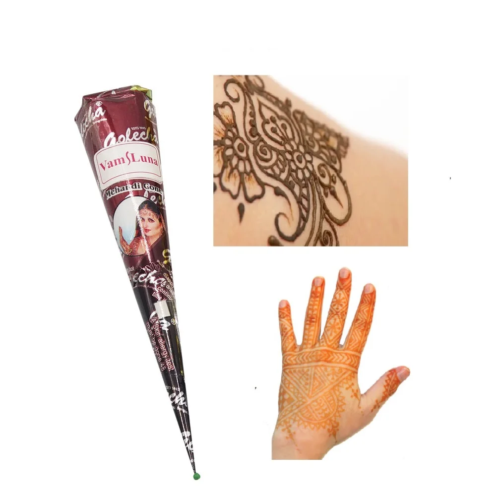 3X Хна для мехенди в конусе 25 гр + 15 Трафареты создания узоров 6*6 см|body tattoo ink|ink for