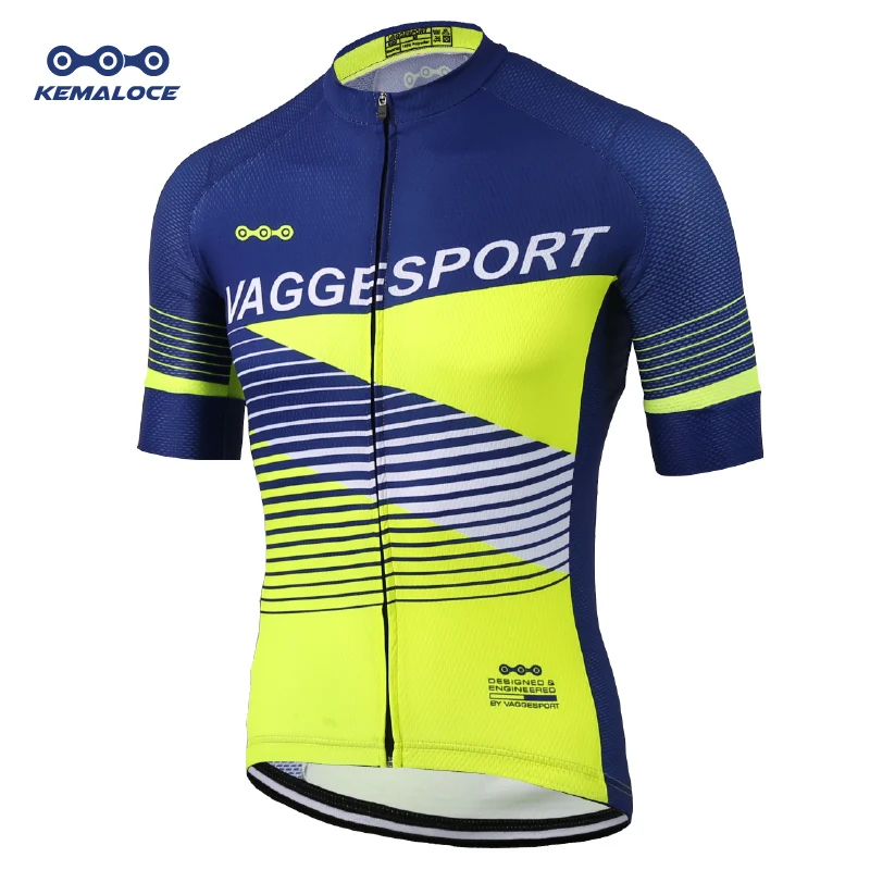 

KEMALOCE Cycling Wear Blue Bright Popular Summer Fluorescence Yellow Race Bicycle Shirt Neon International Men Bike Jersey Kits