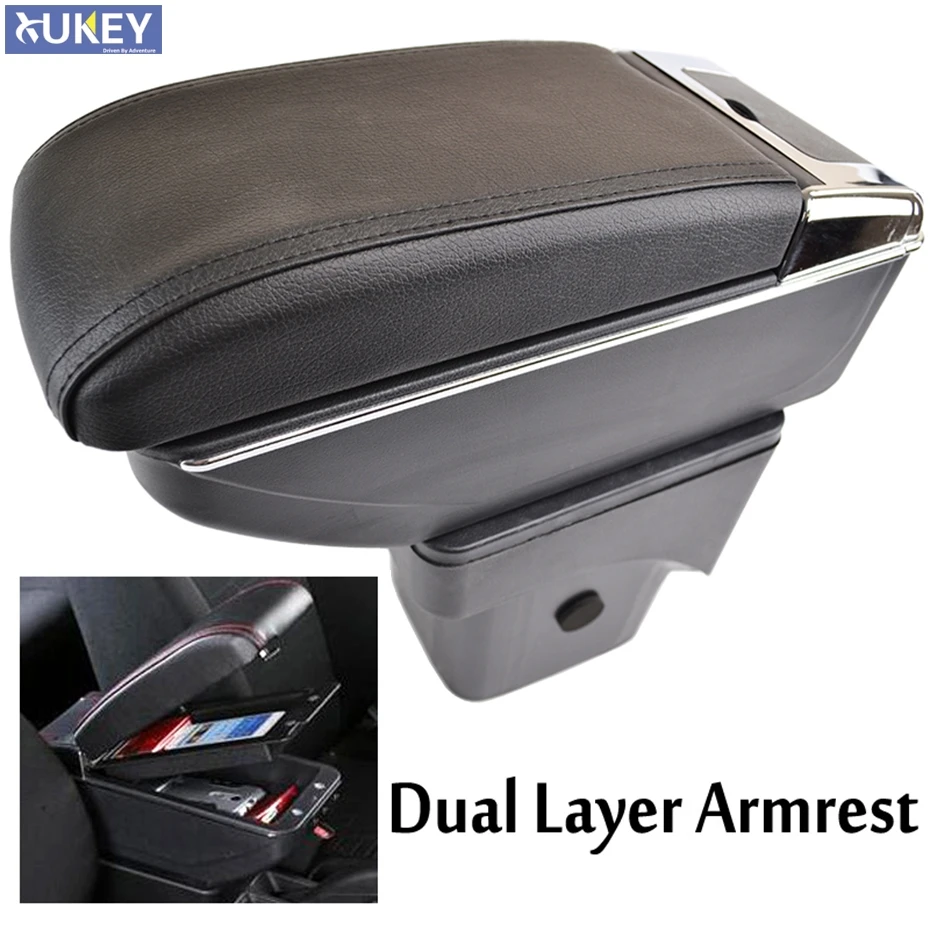 Armrest Arm Rest Center Console For Ford Focus 2 MK2  2005-2011 Centre Storage Box Tray 2006 2007 2008 2009 2010 Black Leather