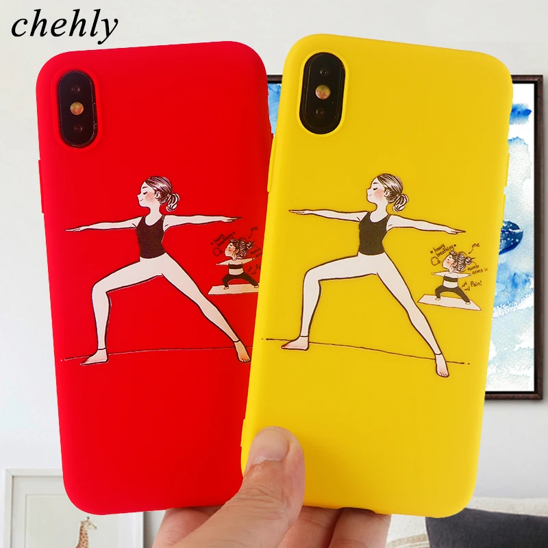 Забавный чехол для телефона Yoga girl iPhone X XR XS Max 8 7 6 S Plus Мультяшные Чехлы мягкий