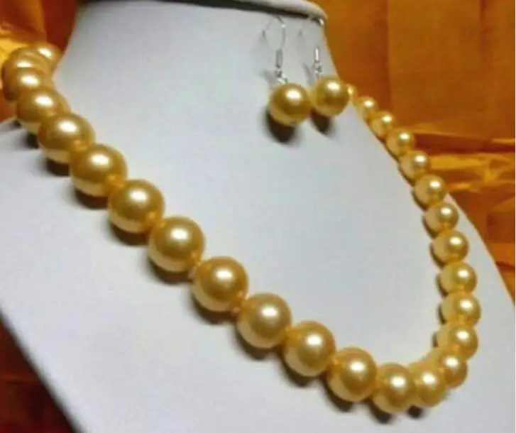 AAA 11-10 MM NATURAL Golden PEARL NECKLACE 18&quot earring Yellow Clasp | Украшения и аксессуары