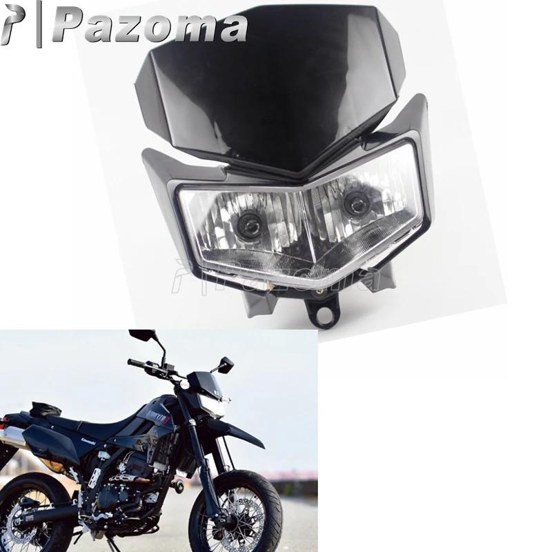 Универсальная черная передняя фара для мотоцикла внедорожника Kawasaki KLX 250SF D Tracker X