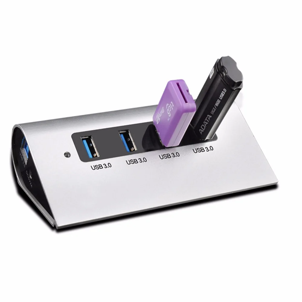 Премиум 4-портовый серебристый алюминиевый концентратор USB 3 0 (3-футовый кабель)