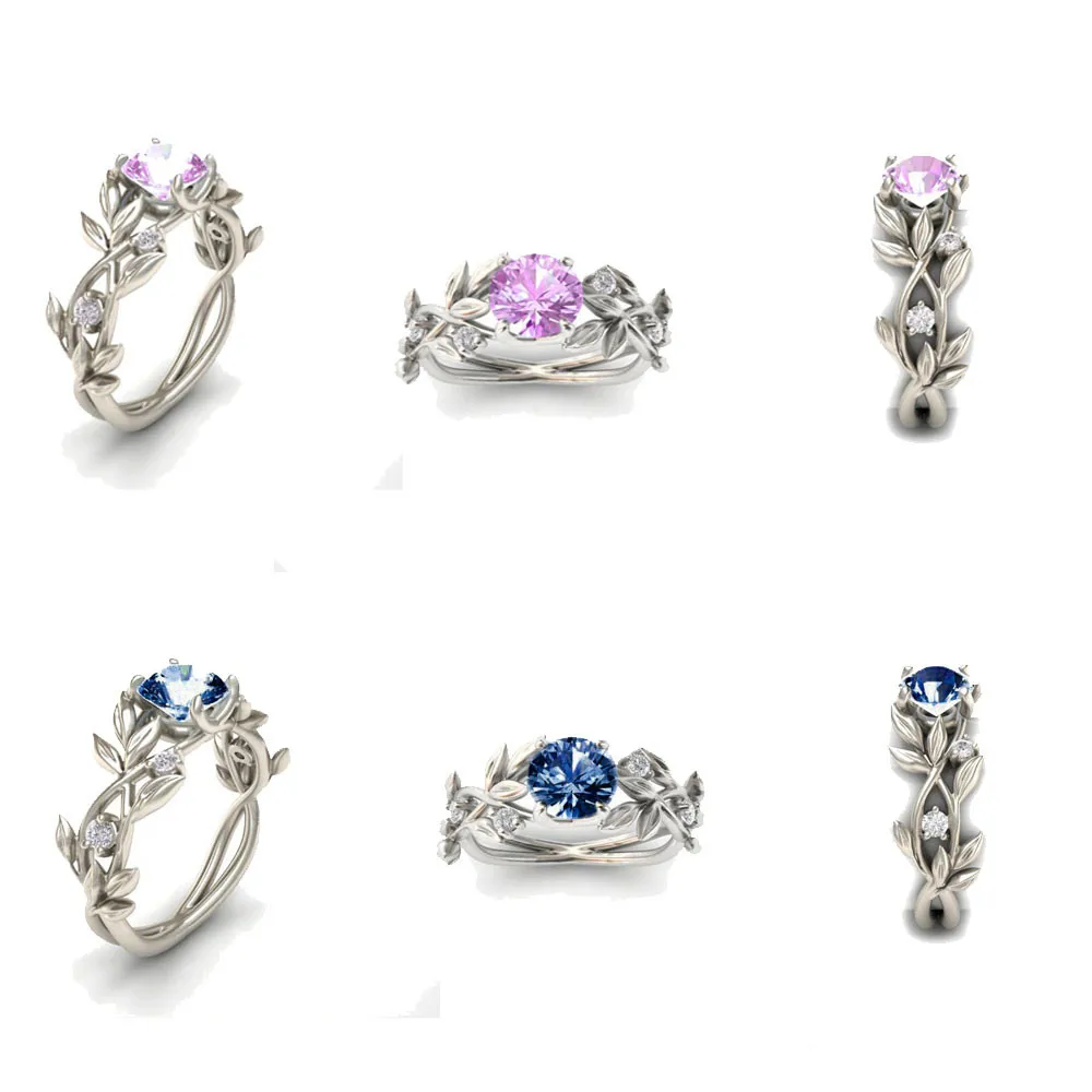 2019 Hot Women Silver Color Wedding Engagement Ring Leaf Design Luxury Cubic Zirconia Promise Jewelry Gift Bijoux Anillos | Украшения и