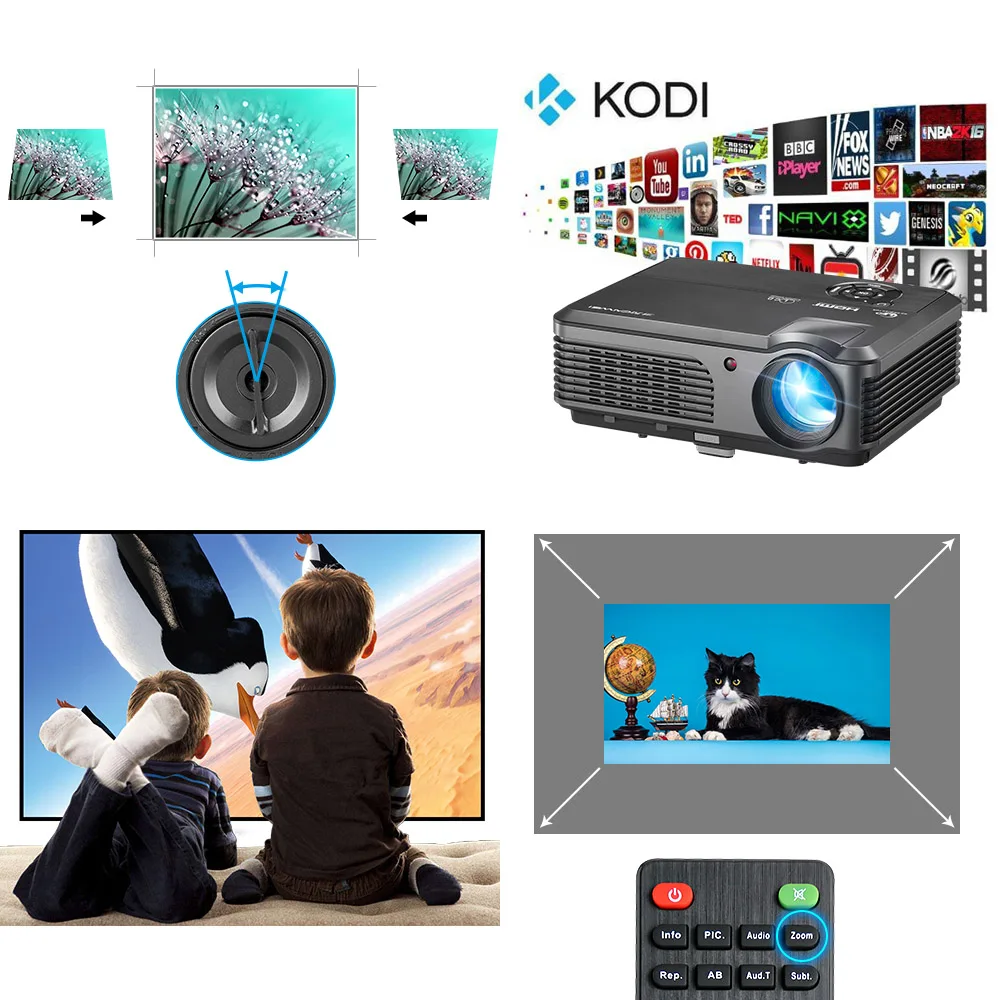 Проектор Full HD Домашний кинотеатр 5000 люмен 1080 P светодиодный проектор Android 6 0 Wifi DVB T
