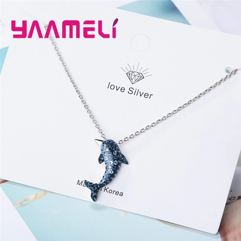 Кулон Kuxulry в форме дельфина для женщин ожерелье из стерлингового серебра 925 пробы